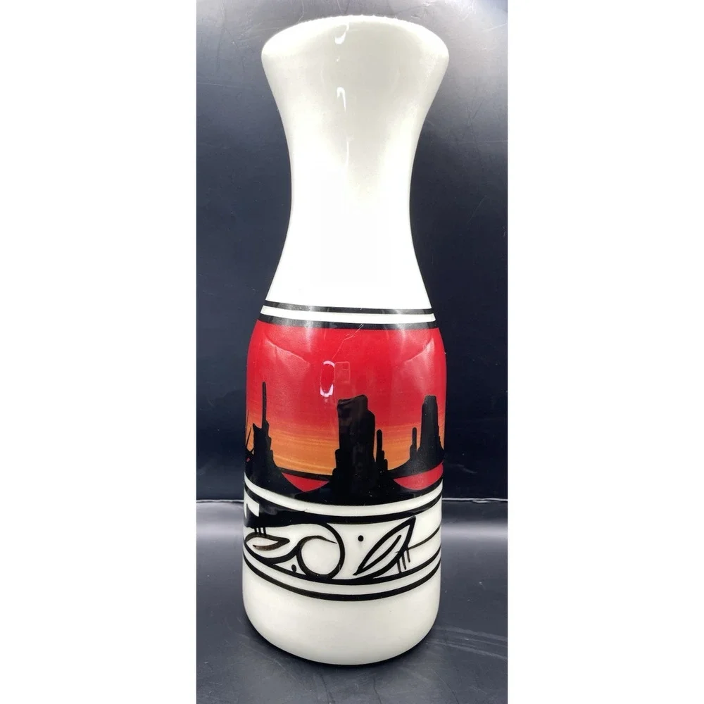 VTG Navajo Cedar Mesa Wine/Water Ceramic Carafe/Native American Vase-Signed